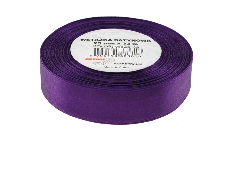 Wstążka satynowa 25mmx32m fioletowa Brewis